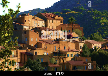 La France, la Corse, la Balagne, Calvi, vue locale, maisons, Banque D'Images