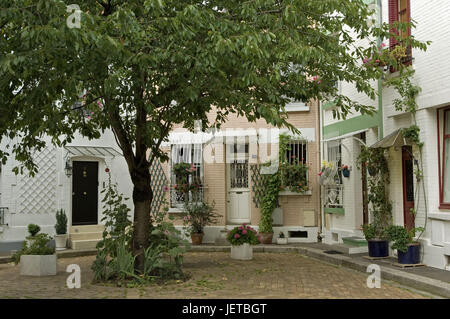 France, Paris, cité florale, rue Brillat-Savarin, maisons résidentielles, détail, Banque D'Images