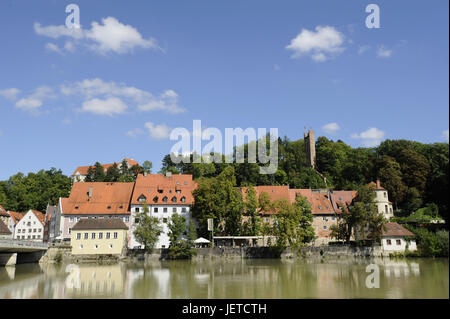 Germany, Bavaria, Landsberg à Lech, Lech, rive, maisons, Vieille Ville, Banque D'Images