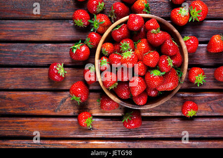Les fraises. Vue de dessus, copy space