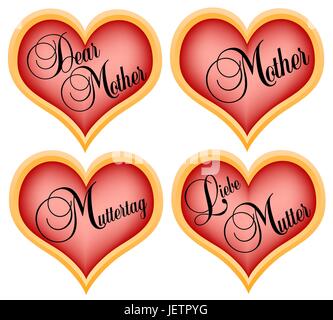 La fête des mères,fête des mères,coeur avec les écritures - illustrations indemnisées Illustration de Vecteur