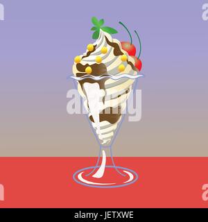 La nourriture, aliment, crème, cône, vecteur, illustrations, dessert, glace, table, de l'alimentation, Illustration de Vecteur
