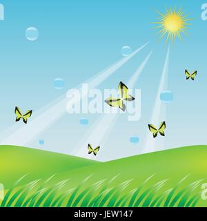 Belle, beauteously, nice, insecte, papillon, l'été, summerly, printemps, Illustration de Vecteur