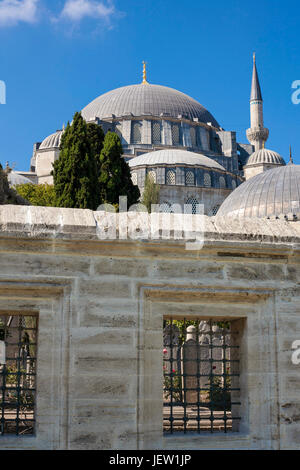 Vue de la mosquée islamique et le cimetière à Istanbul, Turquie. Banque D'Images