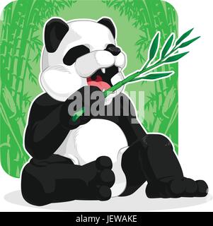 Animal, bambou, chinois, panda, ravi, ambition, enthousiaste, joyeux, Illustration de Vecteur