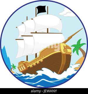 Voyage Bateau à voile Illustration de Vecteur
