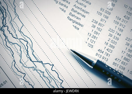 Comptabilité financière Analyse des graphiques du marché boursier Banque D'Images
