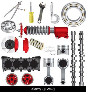 Bras, accessoires, accessoire, amortisseur, isolé, moteur, transmission, moteur, roues, Illustration de Vecteur
