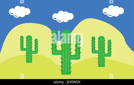 Cactus dans le désert Illustration de Vecteur