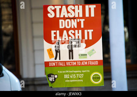 Avertissements Le vol à Cape Town, Afrique du Sud Banque D'Images