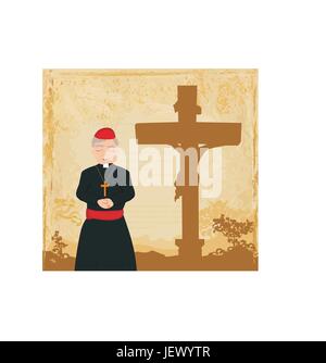 Les hommes, l'homme, religion, religieux, église, Dieu, la mort, l'homme, masculin, croix, Illustration de Vecteur