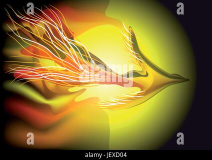 Bird, aile, illustration, incendie, incendie, bizarres, des flammes, des flammes, brûlant, Illustration de Vecteur