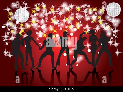 Soirée disco, les humains, les êtres humains, les gens, la musique folk, des personnes, les droits, les droits de l'être, Illustration de Vecteur