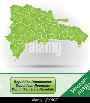 Carte des frontières de la République dominicaine avec bordures en vert Illustration de Vecteur