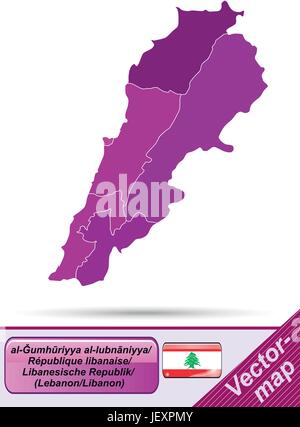 Carte de la frontière du Liban avec des bordures en violet Illustration de Vecteur