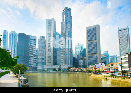 Avis de Raffles Place et Boat Quay l'architecture à Singapour Banque D'Images