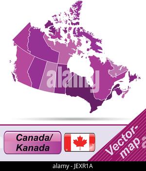 Carte du Canada avec des bordures en violet Illustration de Vecteur