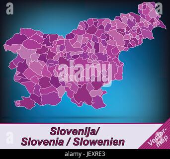 Carte des frontières de la slovénie avec des bordures en violet Illustration de Vecteur