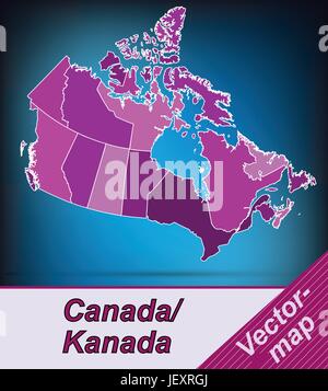 Carte du Canada avec des bordures en violet Illustration de Vecteur