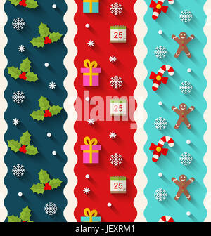 Configurer un fond d'illustration avec des éléments colorés pour Noël et Bonne Année - Banque D'Images