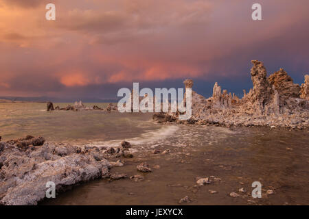 Le lac Mono est un grand lac peu profond, soude saline en Mono County, Californie, formé il y a au moins 760 000 ans comme terminal lake dans un bassin endoréique. Banque D'Images