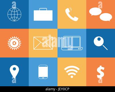 La communication avec les icônes d'affaires Illustration de Vecteur