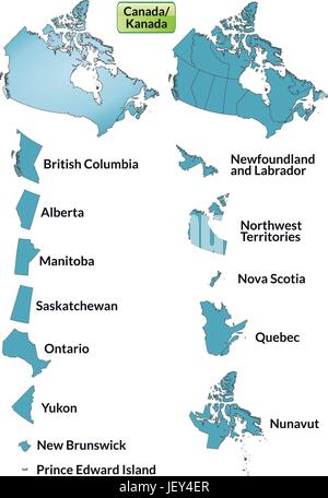 Carte du Canada avec des bordures en bleu Illustration de Vecteur