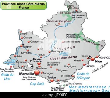 Carte de l'ile de Provence-alpes-côte d'azur comme un aperçu du site en gris Illustration de Vecteur