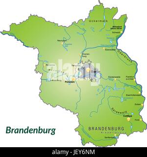 Carte de l'ile de Brandebourg comme une carte d'aperçu en vert Illustration de Vecteur