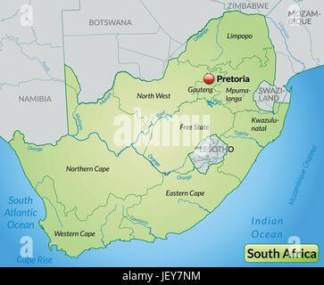 L'Afrique du Sud, frontière, frontières, synopsis, carte, atlas, carte du monde, carte, Illustration de Vecteur