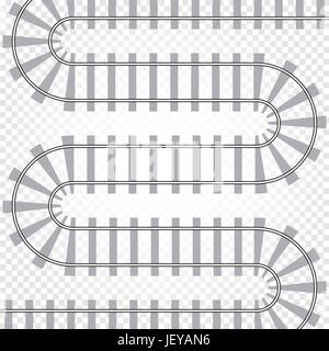Railroad track rail illustration vectorielle. La gare de chemin de fer isolée. Chemin sinueux road Illustration de Vecteur