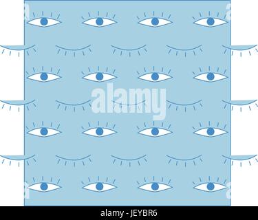 Les yeux grands fermés les yeux fermé bleu motif est aussi l'embouchure Illustration de Vecteur