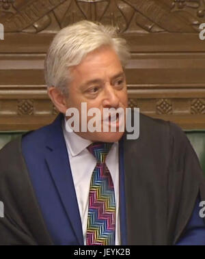 Président de la Chambre des communes John Bercow parle lors de questions au premier ministre à la Chambre des communes, Londres. Banque D'Images