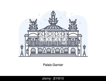 Ligne vectorielle illustration du Palais Garnier / Opéra de Paris, France. Illustration de Vecteur