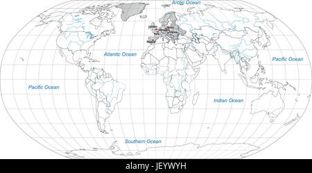 L'Afrique, carte, atlas, carte du monde, carte, europe, carte, contours, globe, Illustration de Vecteur