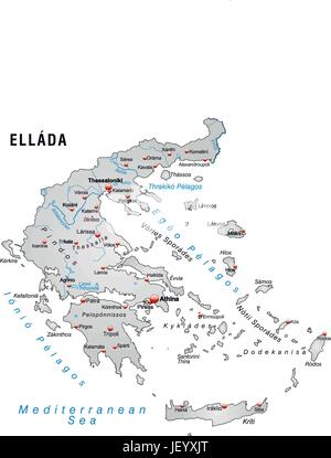 Grèce, Carte, frontières, frontières, atlas, carte du monde, carte, Illustration de Vecteur