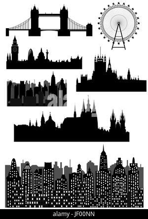 Ville, village, Londres, le style de la construction, de l'architecture, de style architectural, Illustration de Vecteur