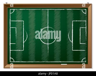 Champ, tableau noir, craie, board, sport, sports, soccer, football, sport, conseil, Illustration de Vecteur