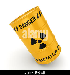 Baril radioactif jaune Banque D'Images
