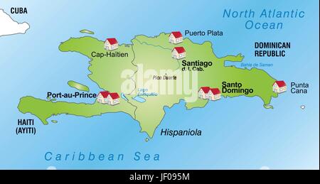 La carte d'Hispaniola en tant qu'infograph en vert Illustration de Vecteur