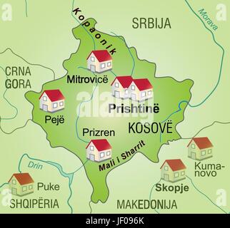 Border, carte, carnet de bord, les frontières, le Kosovo, atlas, carte du monde, carte, Illustration de Vecteur