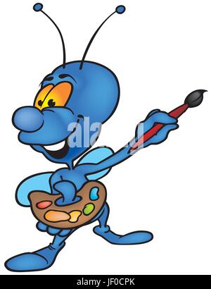 Insecte, beetle, bug, illustration, caricature, vecteur, bleu, rire, rire, Illustration de Vecteur