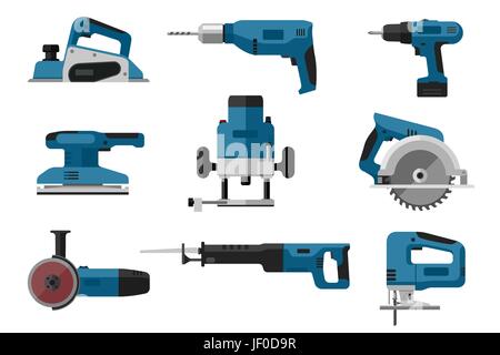 Jeu d'outils électriques Illustration de Vecteur