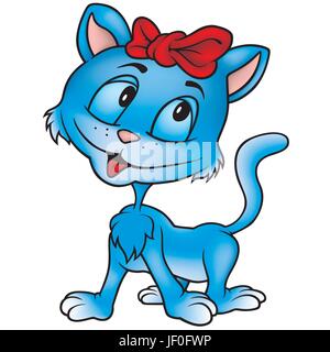 Bébé chat, chaton, cartoon, pussycat, chat, chat domestique, bleu, bande dessinée, animaux, Illustration de Vecteur
