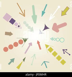 Bleu, couleur, isolés, pointeur, vintage, petite, petite, petite, courte, Illustration de Vecteur