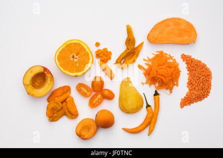 Nuances d'Orange sur un fond blanc. Banque D'Images