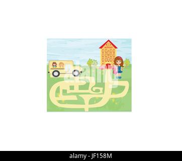 Retour à l'école - un labyrinthe Illustration de Vecteur