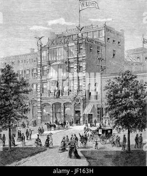 Illustration historique du nouveau bâtiment de Wilhelm Kurtz Photography à New York, USA, 1880, William Kurtz, 1833 - 1904 a été un artiste, illustrateur, photographe, et l'amélioration numérique reproduction à partir d'un tirage original de 1888 Banque D'Images