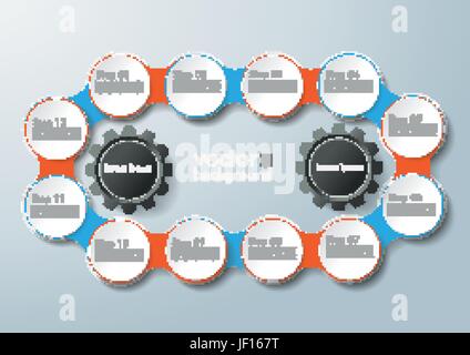 Objet, connecté, de l'espace, roue, moderne, modernité, l'industrie, d'une chaîne, Illustration de Vecteur