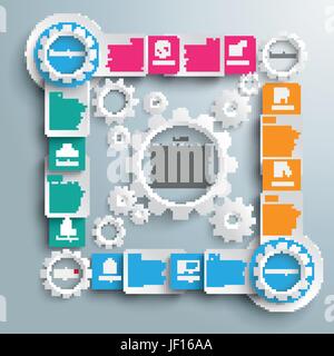 Objet, vendre, connecté, de l'espace, moderne, modernité, l'ingénierie, croix, quatre, Illustration de Vecteur